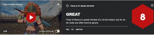《圣剑传说3 重制版》IGN 8分 战斗系统获一致好评