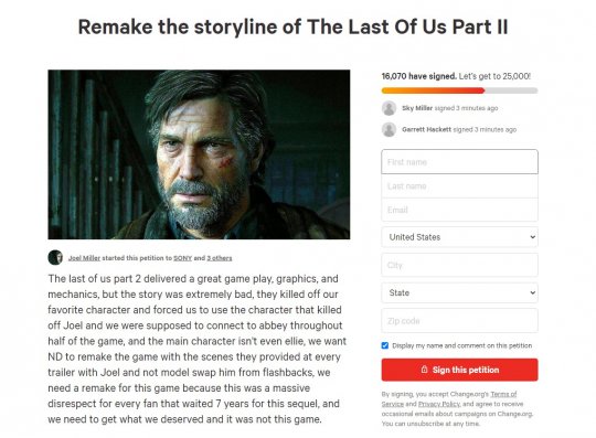 国外玩家发起《最后的生还者2》重做剧情请愿 已有1.6万人签署