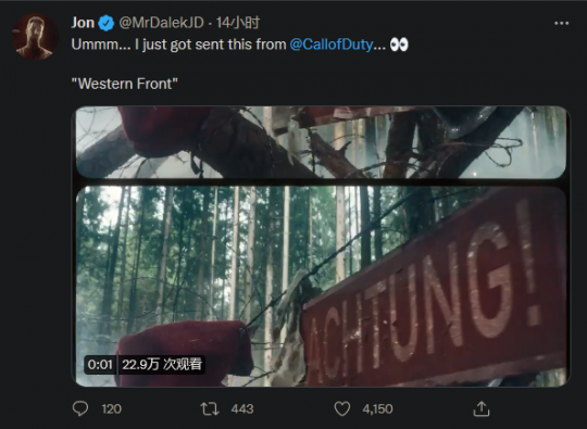 玩家分享《COD18》官方预热短片 含“西部前线”